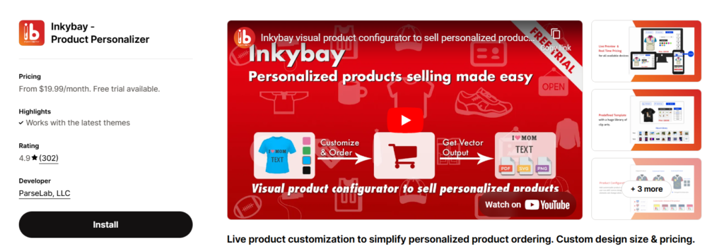 Inkybay - Product Personalizer