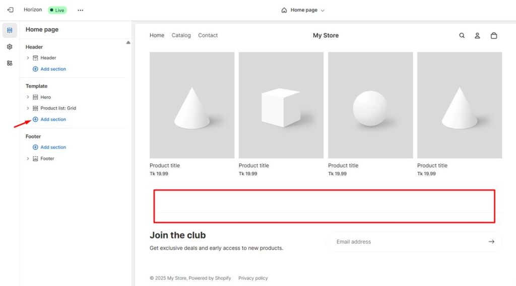 Shopify horizon theme