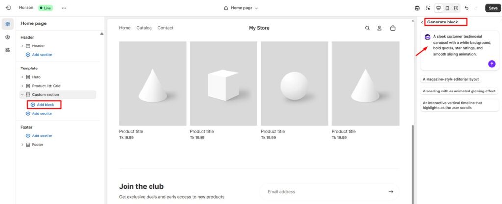 customize shopify horizon theme